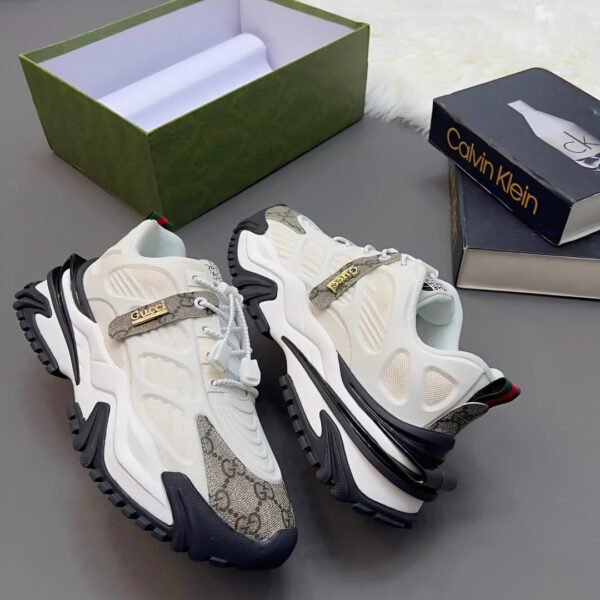 White High-Sole Designer Sneakers