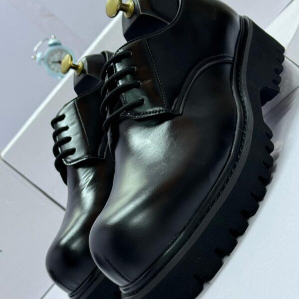 Balenciaga Men’s Rhino Derby Black Leather Shoes