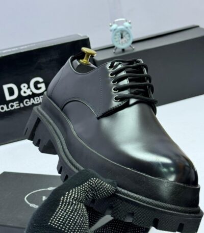 Dolce & Gabbana-Inspired Men’s Black Leather Derby Shoes