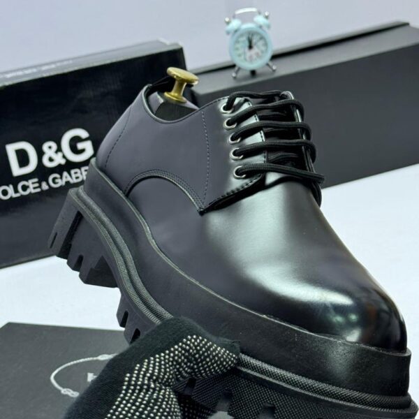Dolce & Gabbana-Inspired Men’s Black Leather Derby Shoes