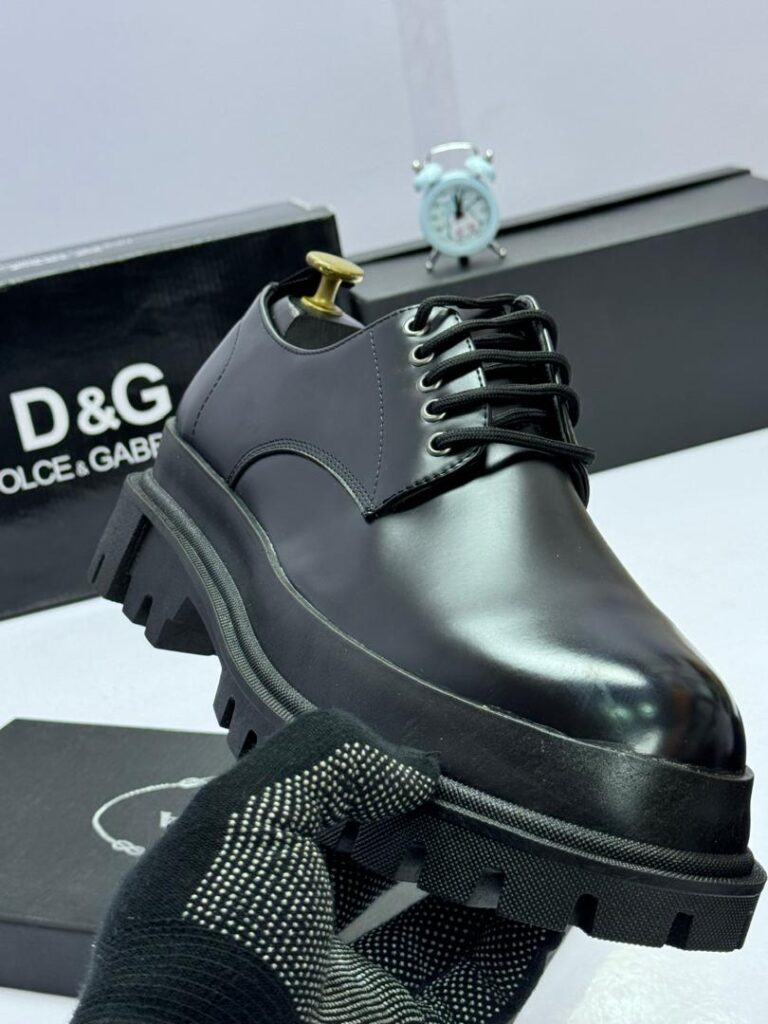 Dolce & Gabbana-Inspired Men’s Black Leather Derby Shoes