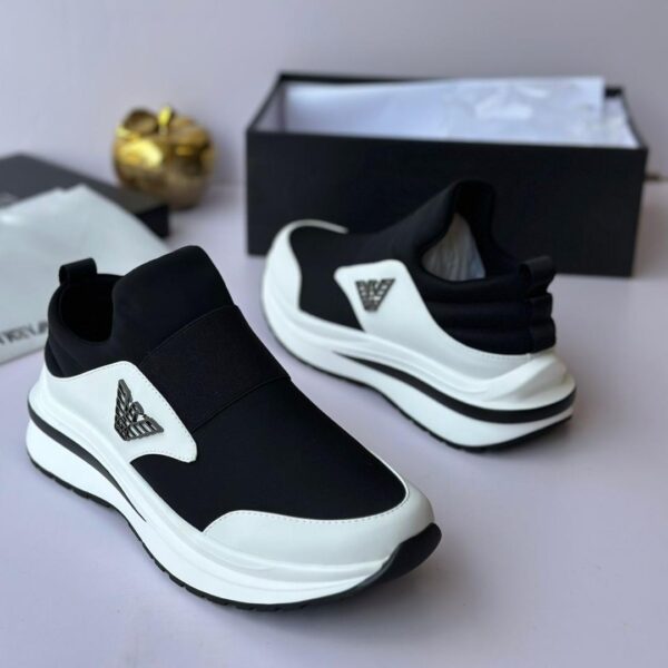 Emporio Armani Black & White Slip-On Sneakers