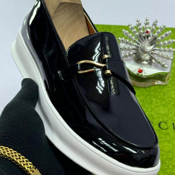 Gucci Men’s Black Patent Leather Horsebit Loafers