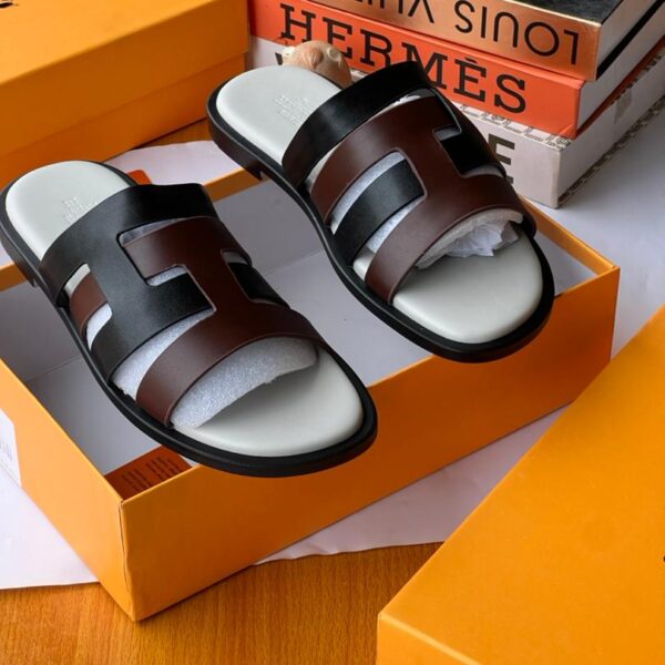 Hermès Men’s Leather Slippers (Brown & Black)