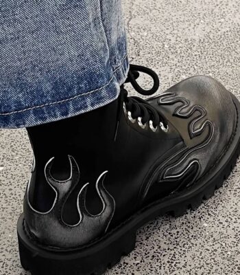 Men’s Black Flame Design Boots