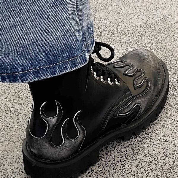 Men’s Black Flame Design Boots