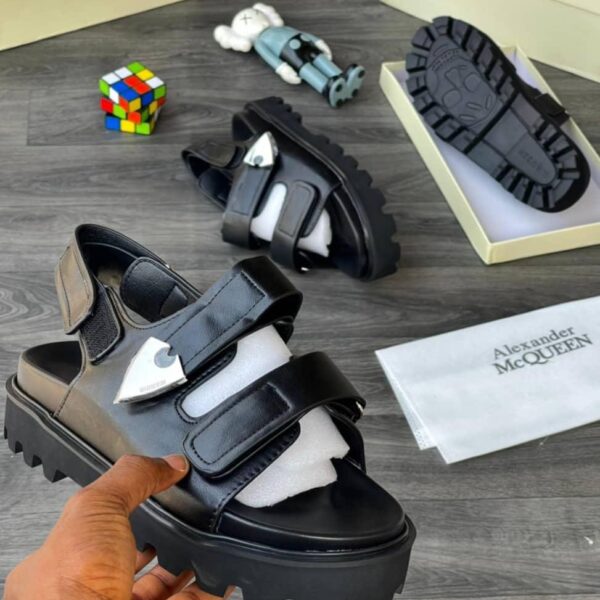 Men’s Black Leather Chunky Sandals