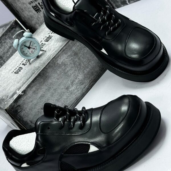 Men’s Black Leather Platform Derby Shoes