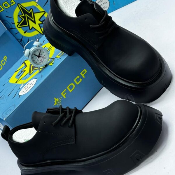 Men’s Black Leather Platform Derby Shoes