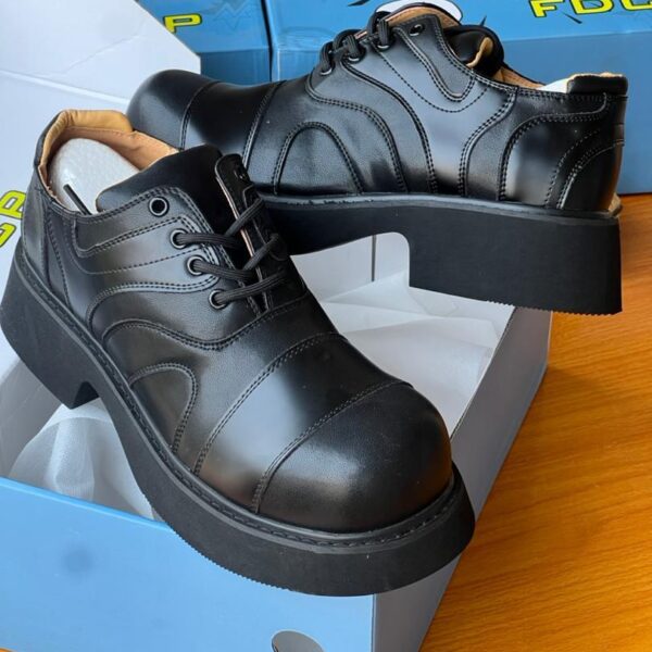 Men’s Black Leather Platform Derby Shoes