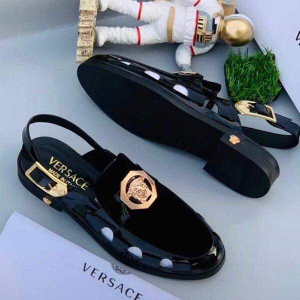 Men’s Black Medusa-Style Slingback Sandals