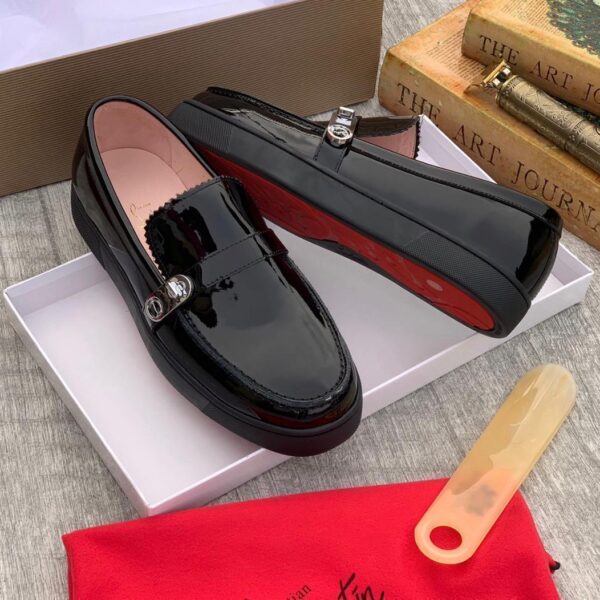 Men’s Black Patent Leather Chambelimoc-Style Loafers