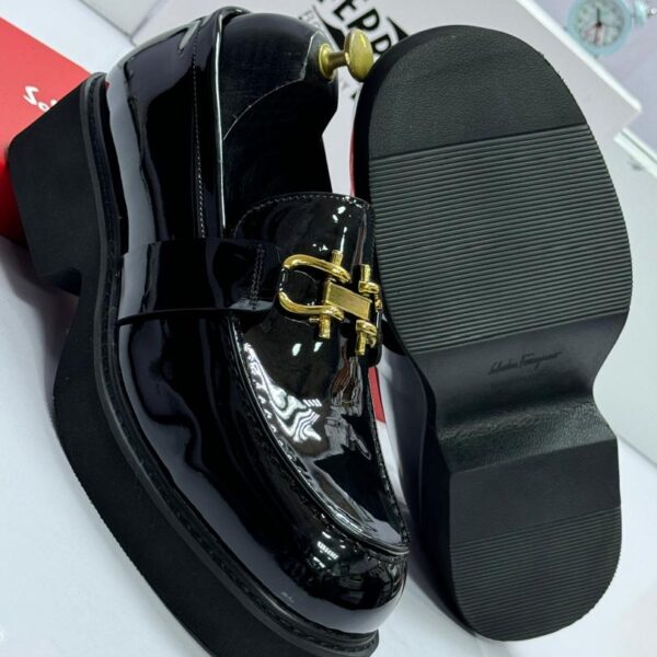 Men’s Black Patent Leather Platform Loafers