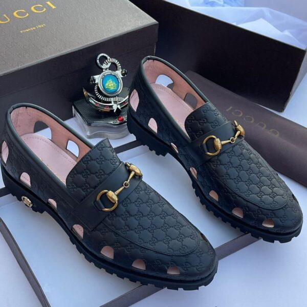 Men’s Black Perforated Horsebit Loafers