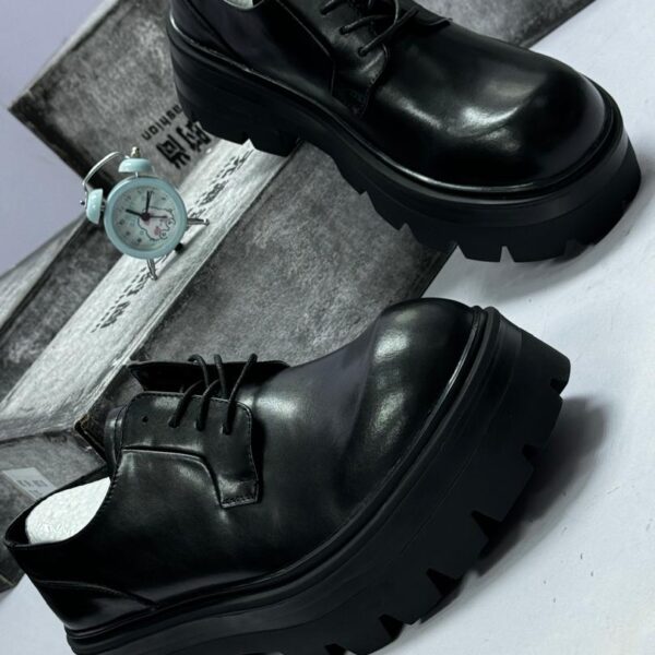 Men’s Black Platform Derby Shoes