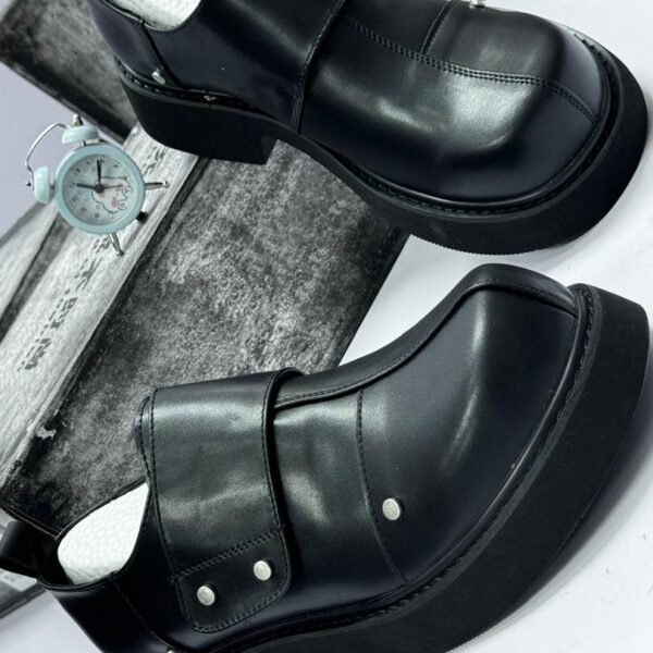 Men’s Black Platform Leather Loafers