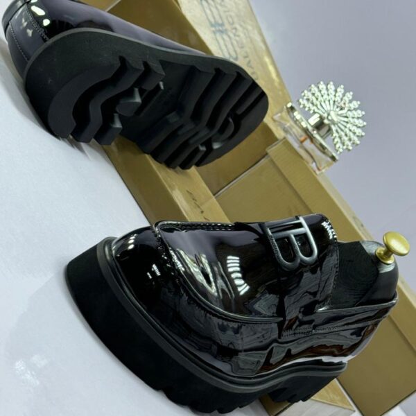 Men’s Black Shiny Platform Loafers