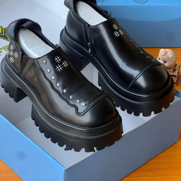 Men’s Black Studded Platform Ankle Boots