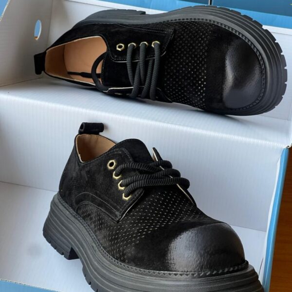 Men’s Black Suede Platform Derby Shoes