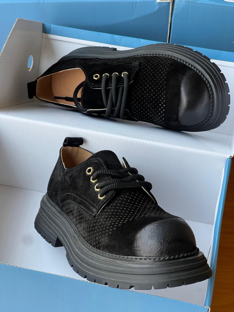 Men’s Black Suede Platform Derby Shoes Men’s Black Suede Platform Derby Shoes