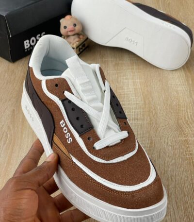 Men’s Brown & White Boss-Style Sneakers