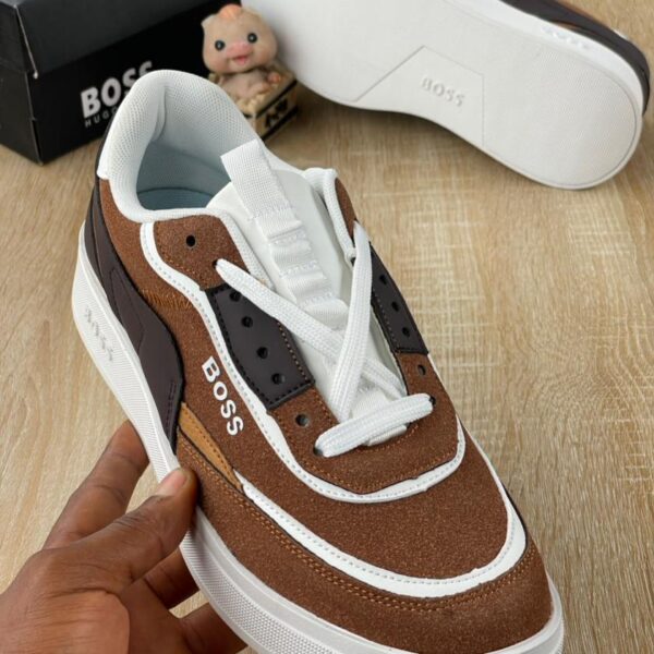 Men’s Brown & White Boss-Style Sneakers