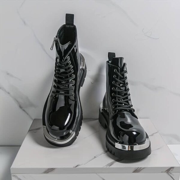 Men’s Glossy Motorcycle Ankle Boots