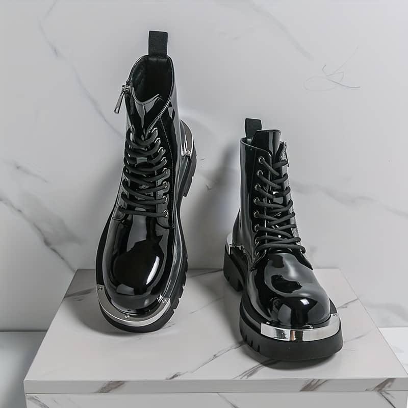 Men’s Glossy Motorcycle Ankle Boots 1 Men’s Glossy Motorcycle Ankle Boots
