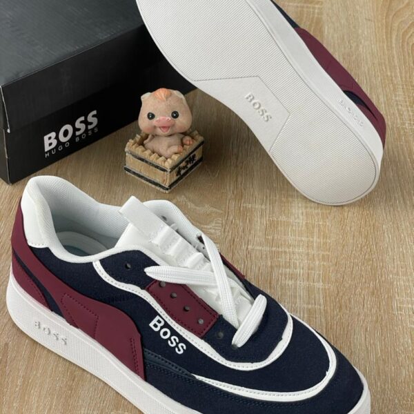 Men’s Navy Blue & Maroon Boss-Style Sneakers