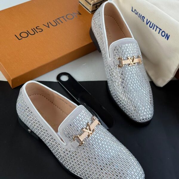 Men’s Silver Crystal Embellished Loafers