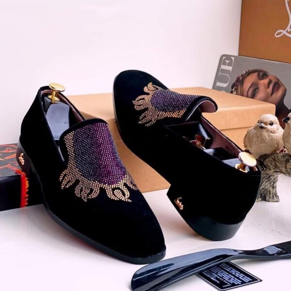 Men’s Suede Leather Loafers with Bead Embroidery