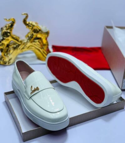 Men’s White Patent Leather Loafers