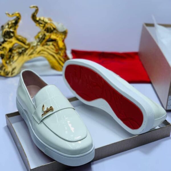 Men’s White Patent Leather Loafers