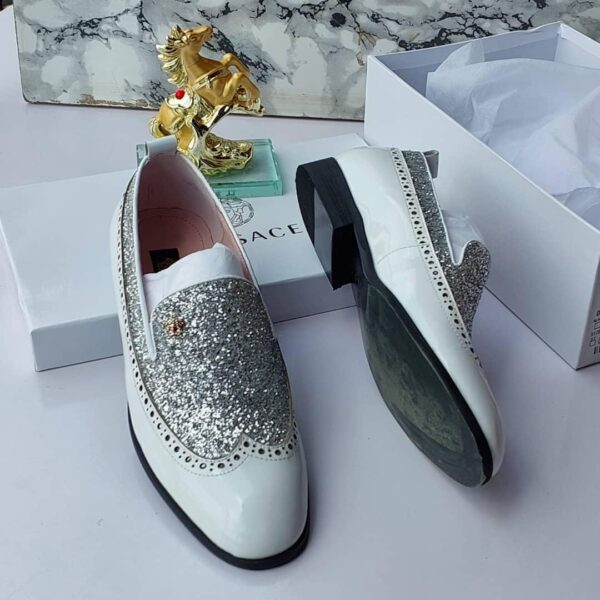 Men’s White Studded Flat Shoes