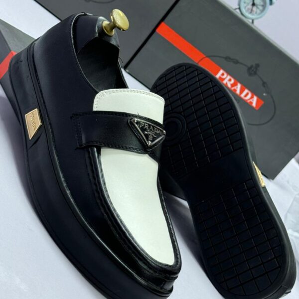 Prada Chocolate Two-Tone Brushed Leather Loafers
