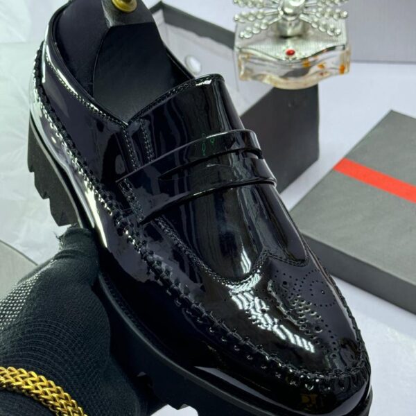 Prada Glossy Leather Lug Sole Loafers