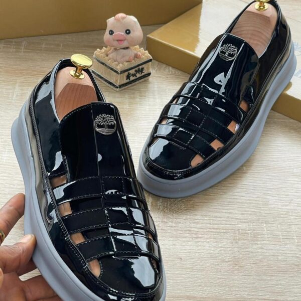 Timberland Men’s Black Patent Slip-On Sandals