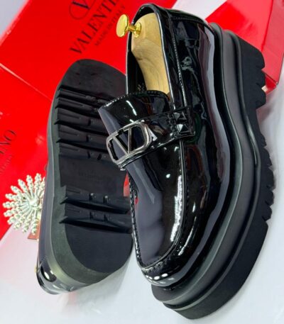 Valentino-Inspired Men’s Patent Leather Platform Loafers