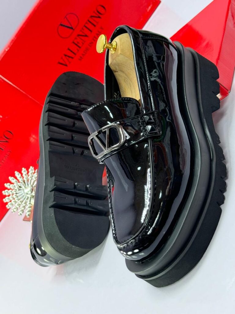 Valentino-Inspired Men’s Patent Leather Platform Loafers