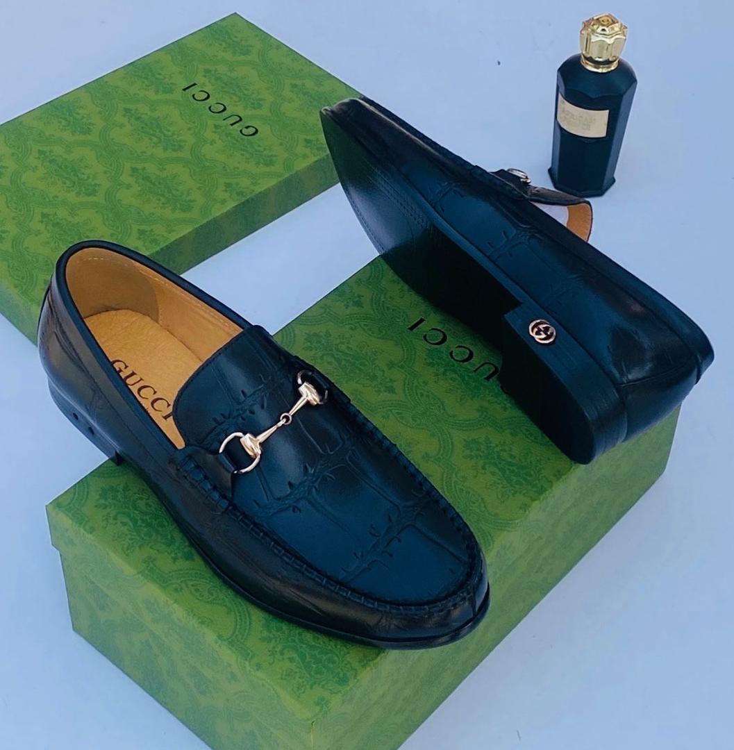 Black Crocodile-Embossed Horsebit Loafers Black Crocodile-Embossed Horsebit Loafers