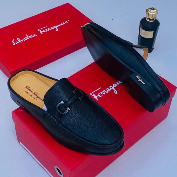 Black Pebbled Leather Loafers