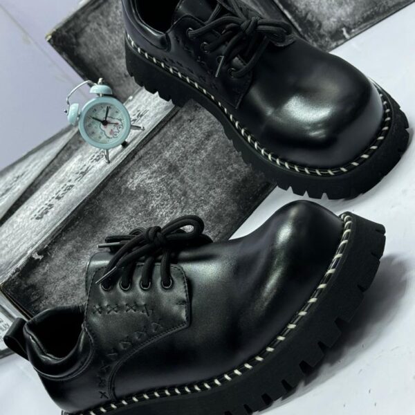 Black Platform Oxford Shoes