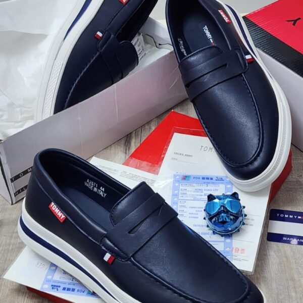 Blue Loafers for Men with White Rubber Sole