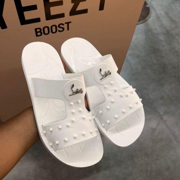 Christian Louboutin Black Spiked Logo Slides
