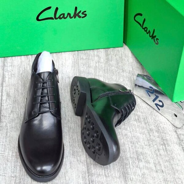 Clarks Black Leather Lace-Up Ankle Boots