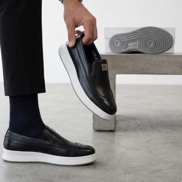 Givenchy Black Leather Slip-On Sneakers