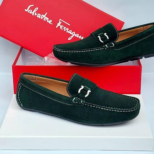 Green Suede Moccasin Loafers