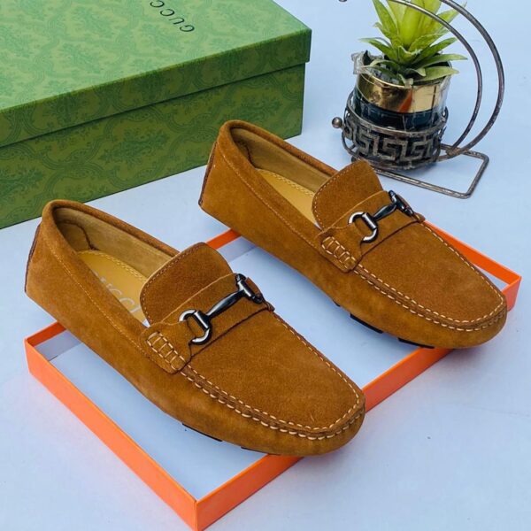 Gucci Brown Suede Driving Loafers
