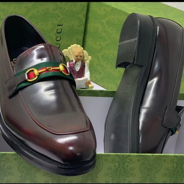 Gucci Men’s Burgundy Leather Horsebit Loafers