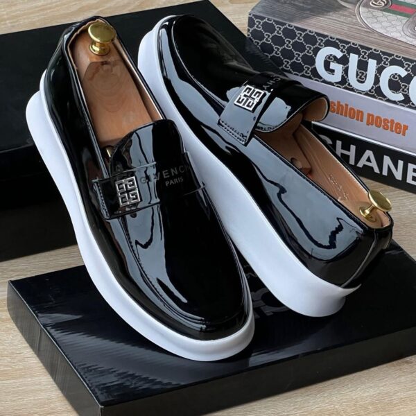 Men’s Black Glossy Platform Loafers